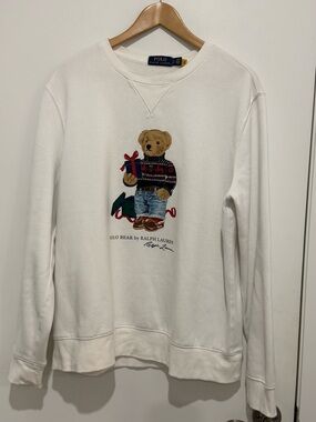Polo Ralph Lauren Polo Bear Holiday Gift Sweatshirt White Crewneck Unisex Size L